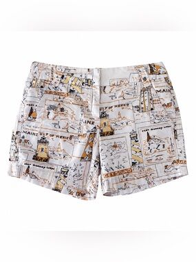 J.Crew Puget Sound Lighthouse Postcard Print Shorts Yellow White Size 0